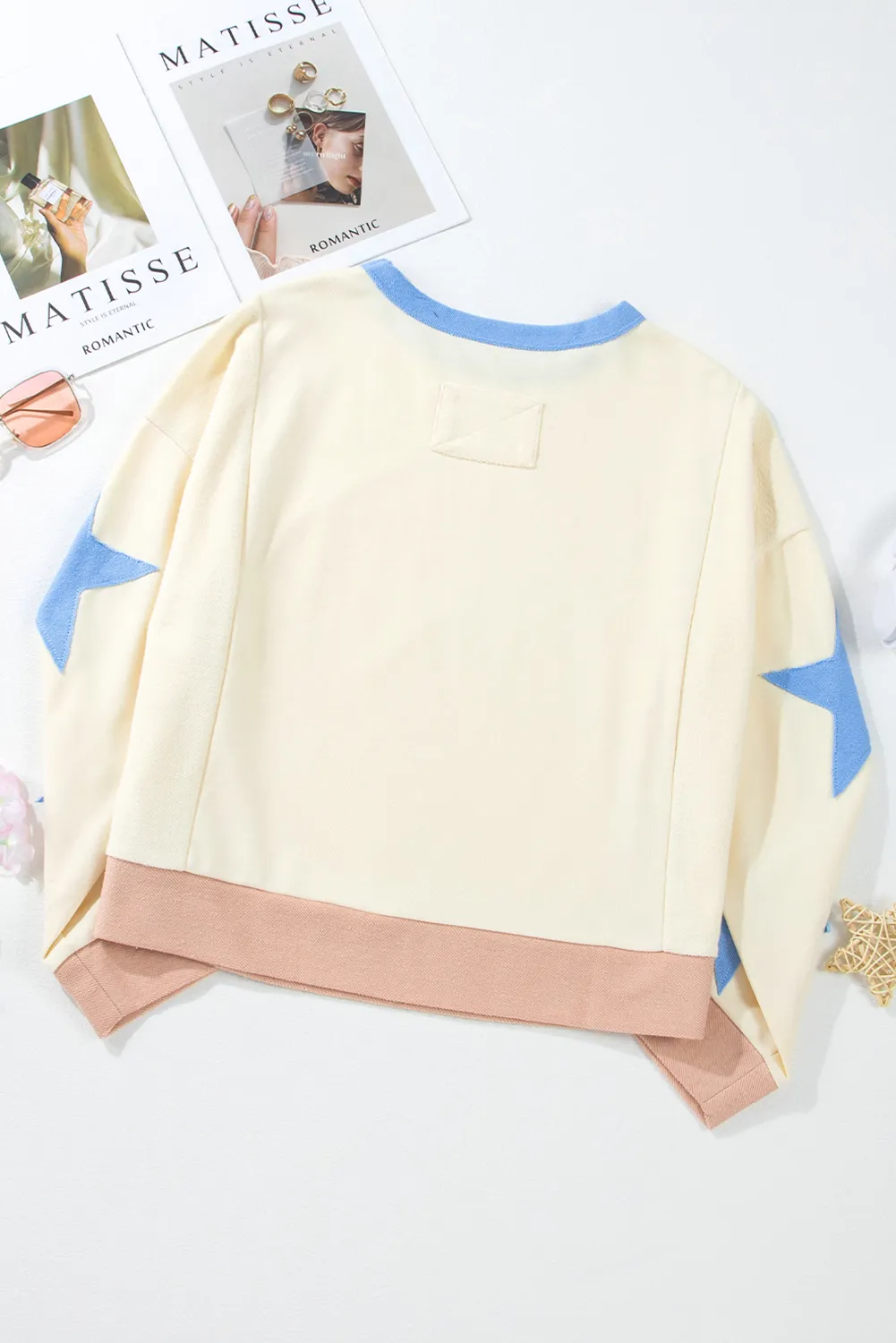 GAME DAY Star Patch Round Neck Long Sleeve Sweatshirt, image 3