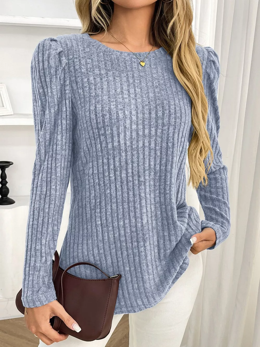 Round Neck Puff Sleeve T-Shirt, image 6