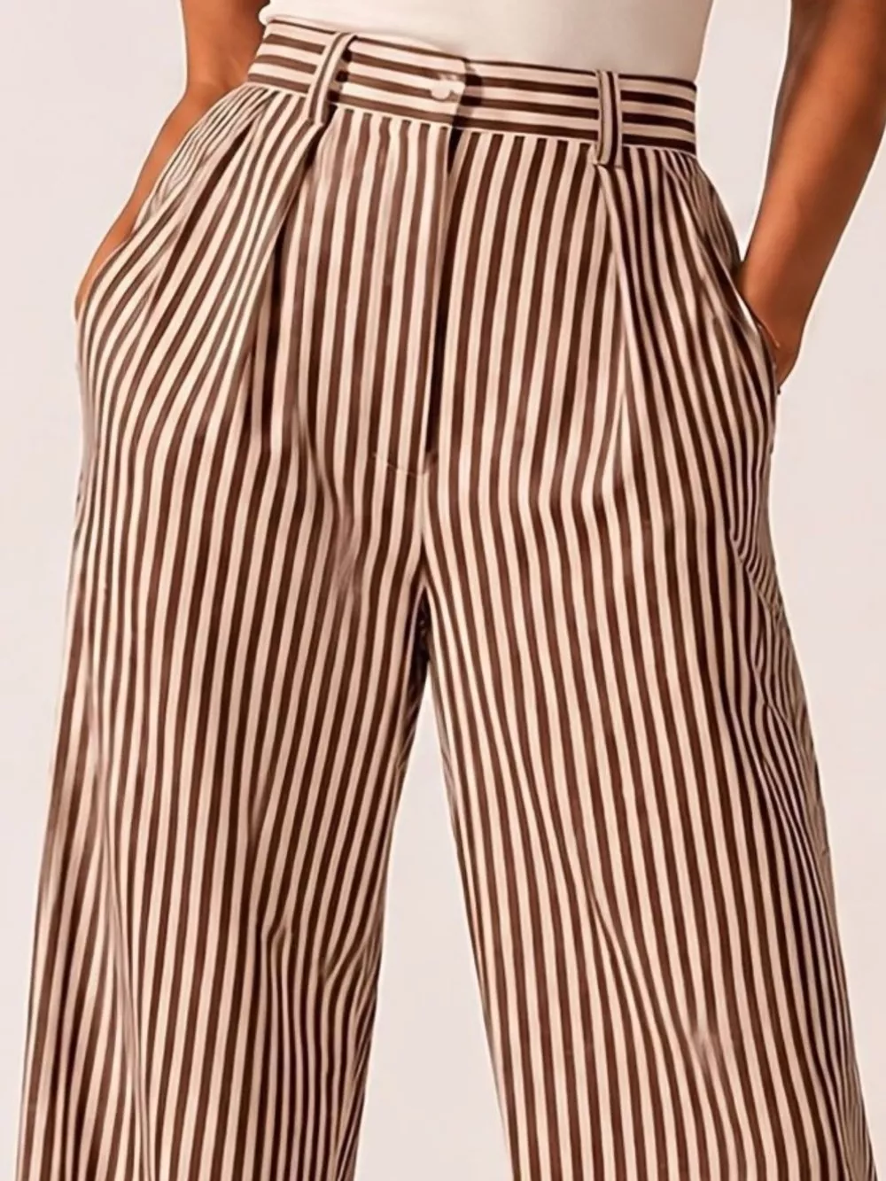 High-Waisted Wide-Leg Striped Pants, image 10