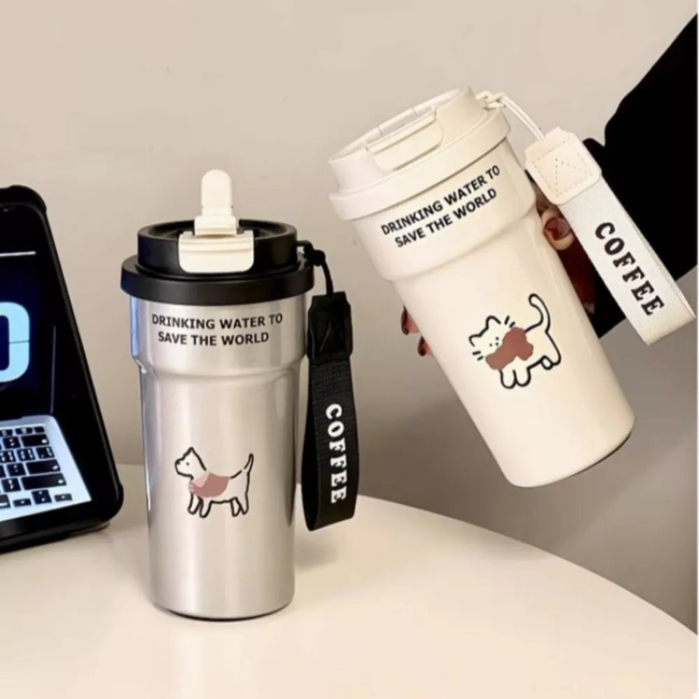 Cute Cat Stainless Steel Tumbler with Straw, image 3
