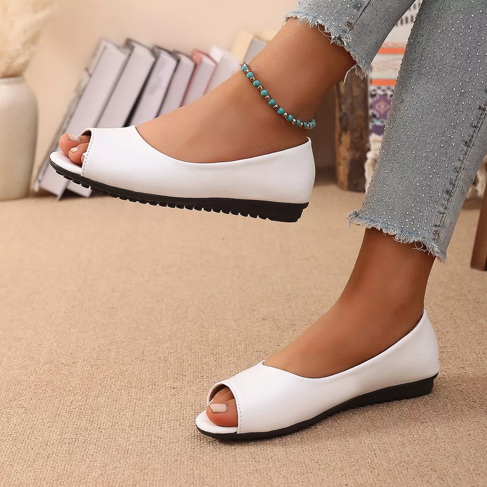 Peep Toe Flats Sandals, image 8