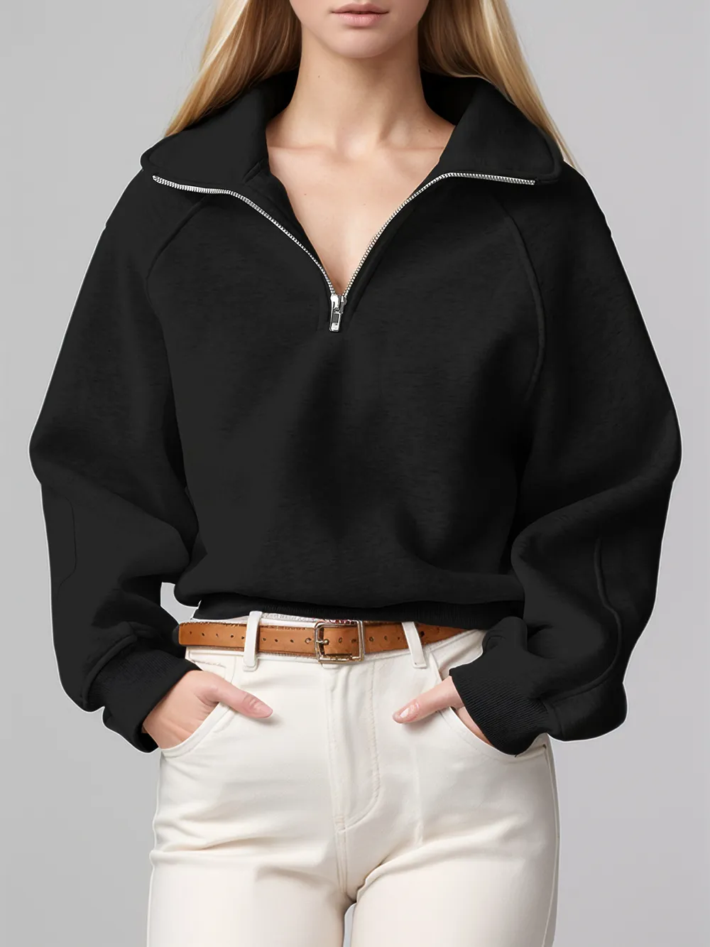Half Zip Long Sleeve Sweatshirt, image 4