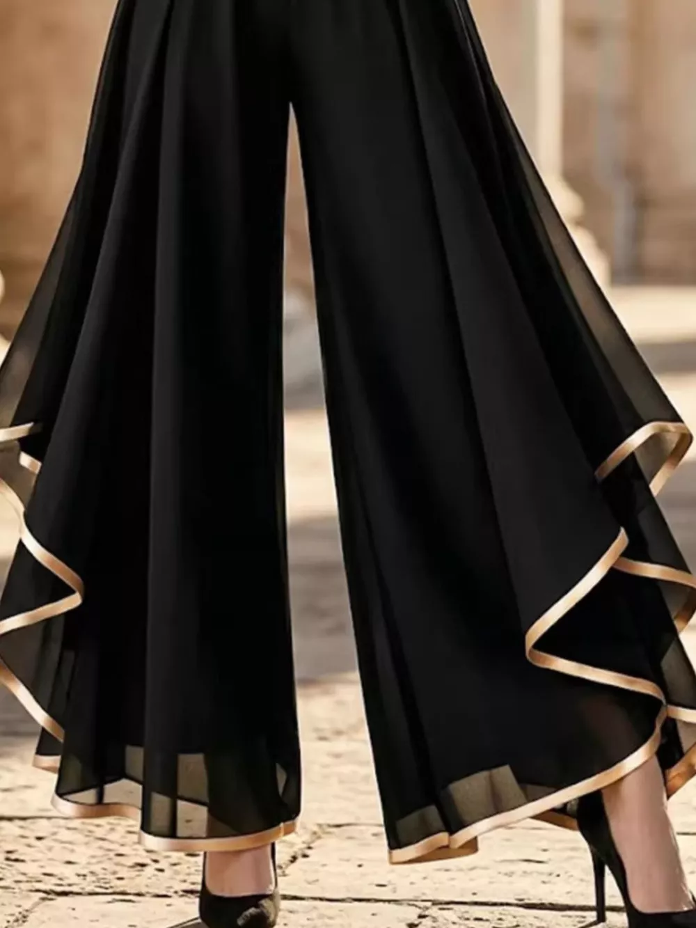 Full Size High-Waisted Chiffon Wide-Leg Pants Plus Size, image 6