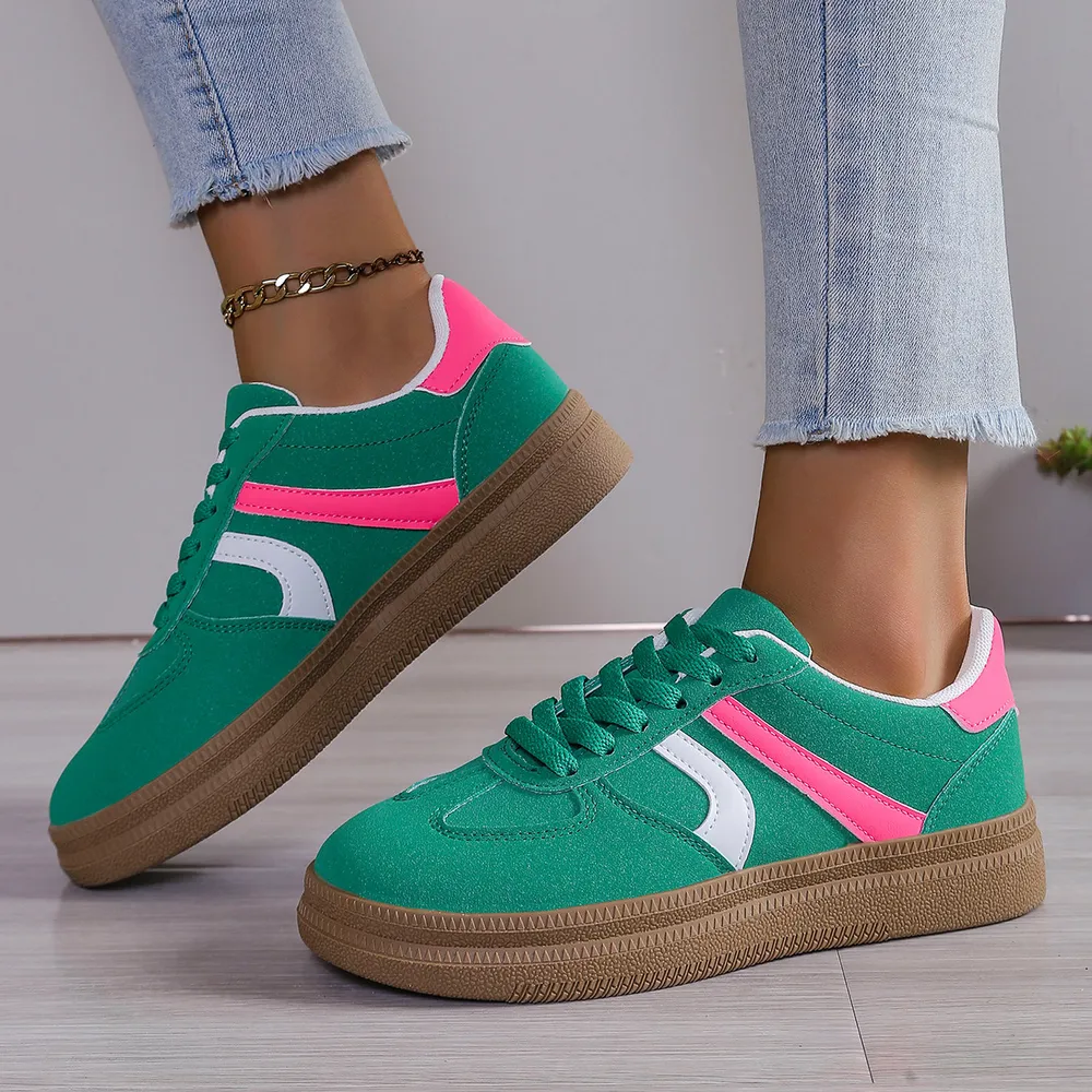 Contrast Round Toe Platform Sneakers, image 3