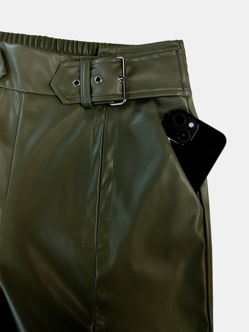 Half Elastic Waist Wide Leg Pants, image 4