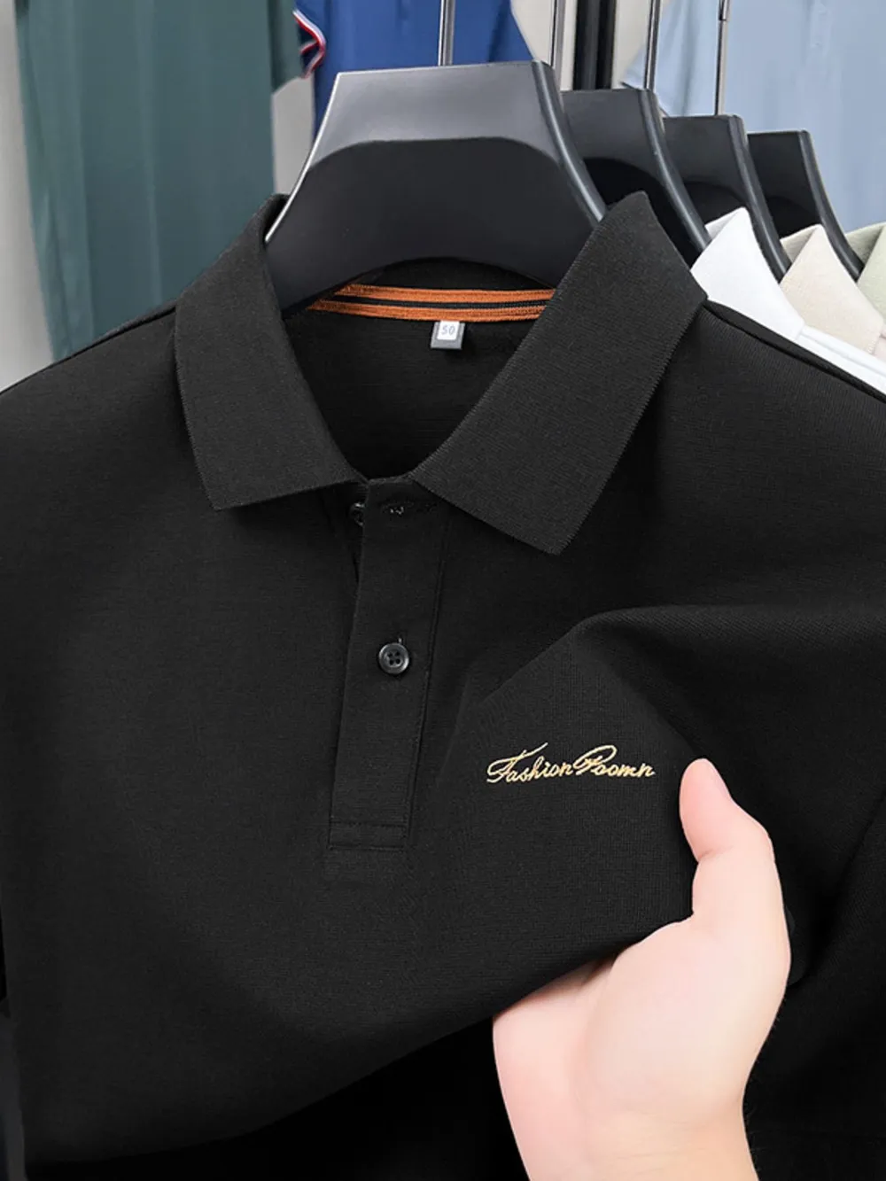 Men's Plus Size Button Detail Short Sleeve Polo, image 2
