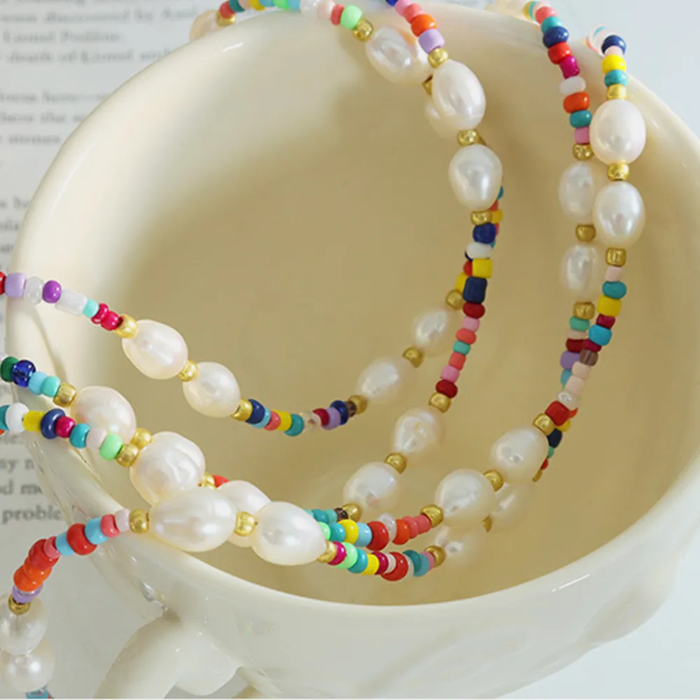 Freshwater Pearl Titanium Steel Bead Necklace, image 3