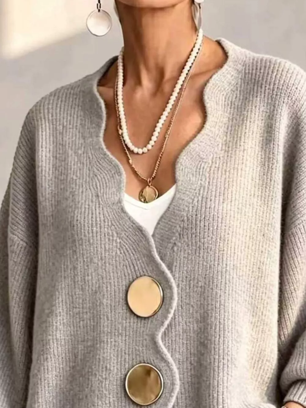 Full Size Scalloped-Edge Oversized Button-Down Cardigan Plus Size, image 14