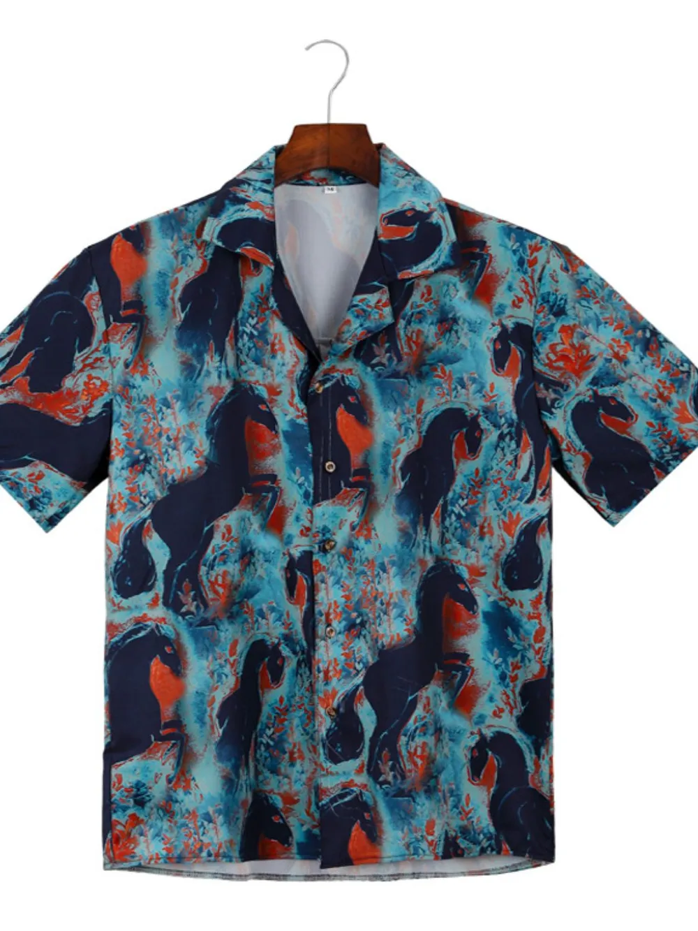 Men's Full Size Printed Button Up Short Sleeve Shirt Plus Size, image 2