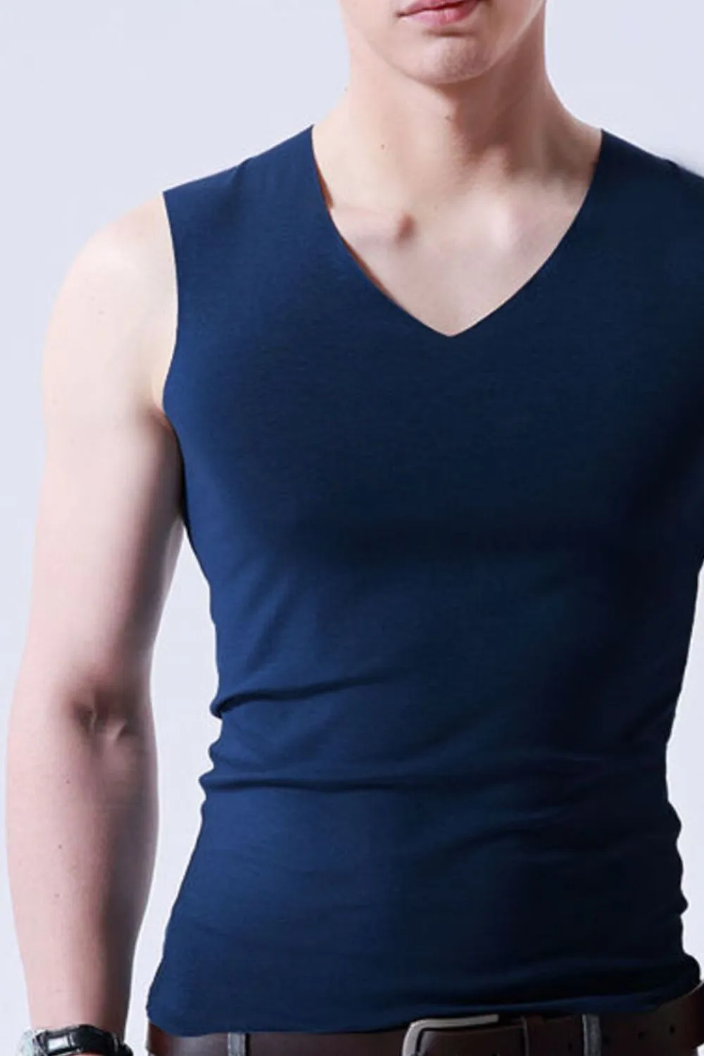 Men's Plus Size Basic Style V-Neck Tank, image 5