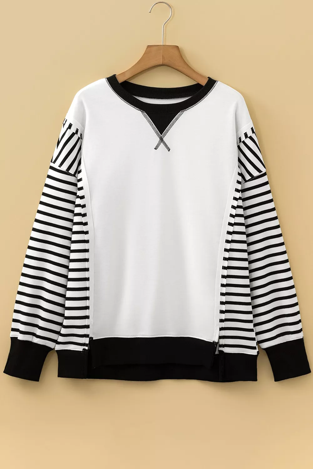 Color-Block Striped Long Sleeve Sweatshirt, image 5