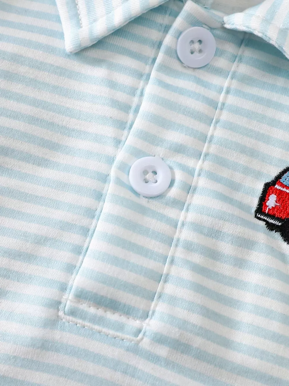 Children's Striped Firetruck Embroidered T-Shirt, image 4