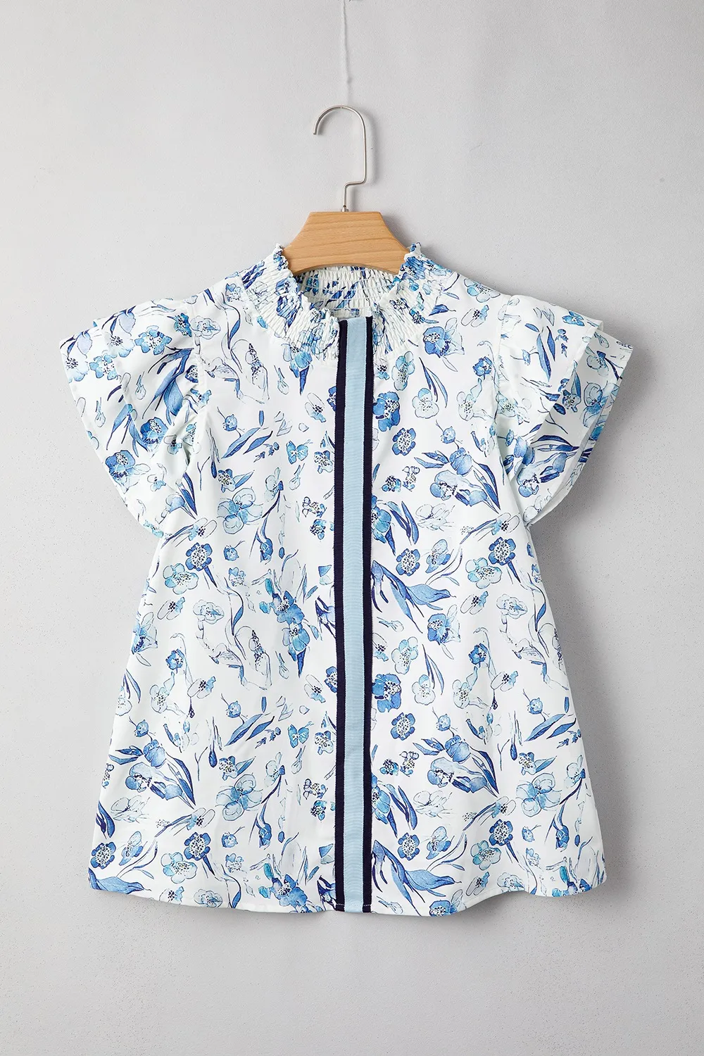Floral Print Ruffled Short Sleeve Blouse, image 2