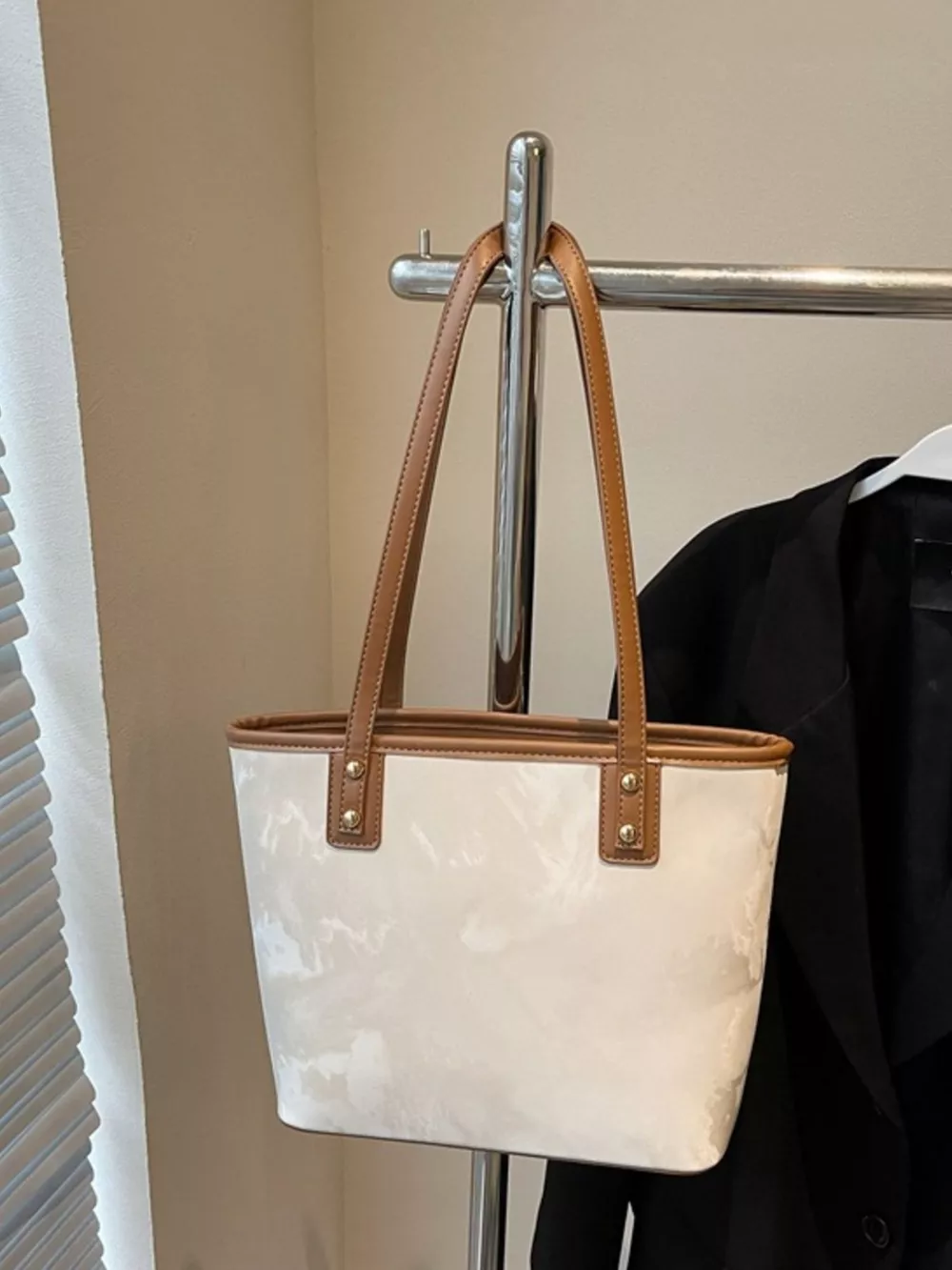 Tote Shoulder Bag with Bear Charm, image 4