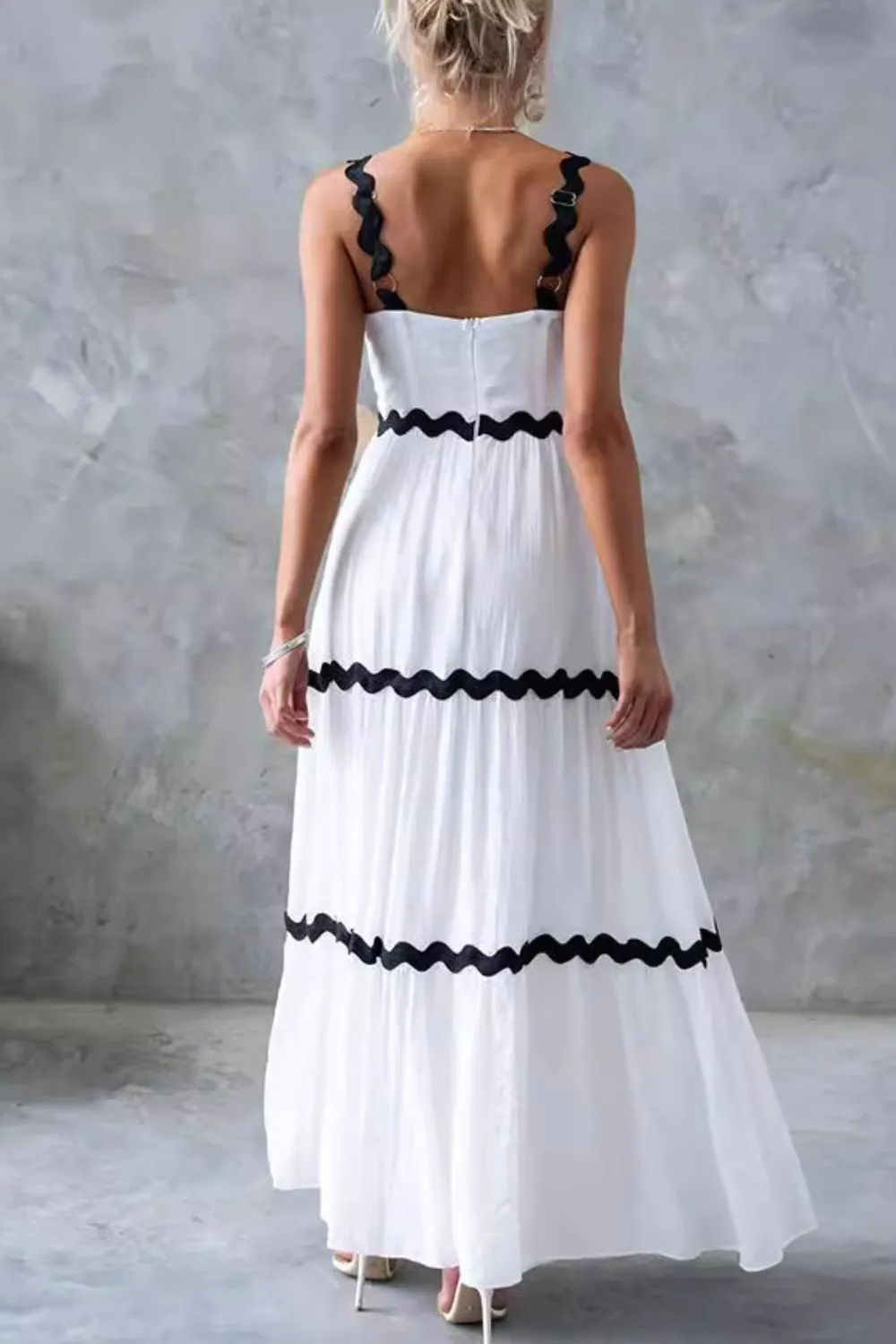 Tiered Maxi Dress with Scalloped Trim, image 4