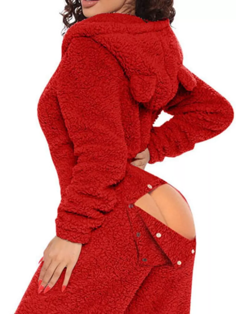 Fleece Hooded Open Back Jumpsuit, image 6