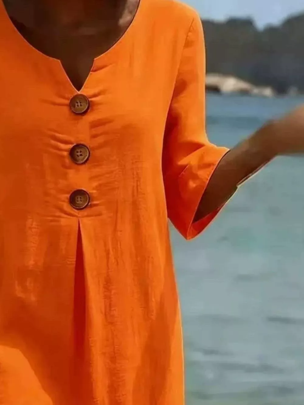 Full Size Casual Decor Button Dress with Ruffle Sleeves Plus Size, image 14