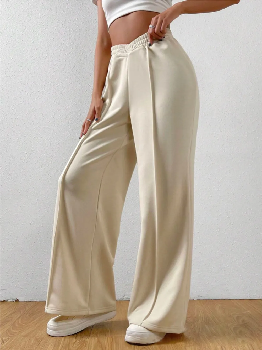 Elastic Waist Wide Leg Pants, image 6