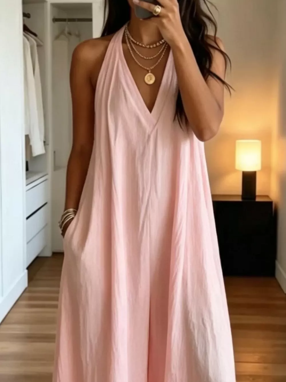 Full Size Halter Neck Wide-Leg Jumpsuit Plus Size, image 2