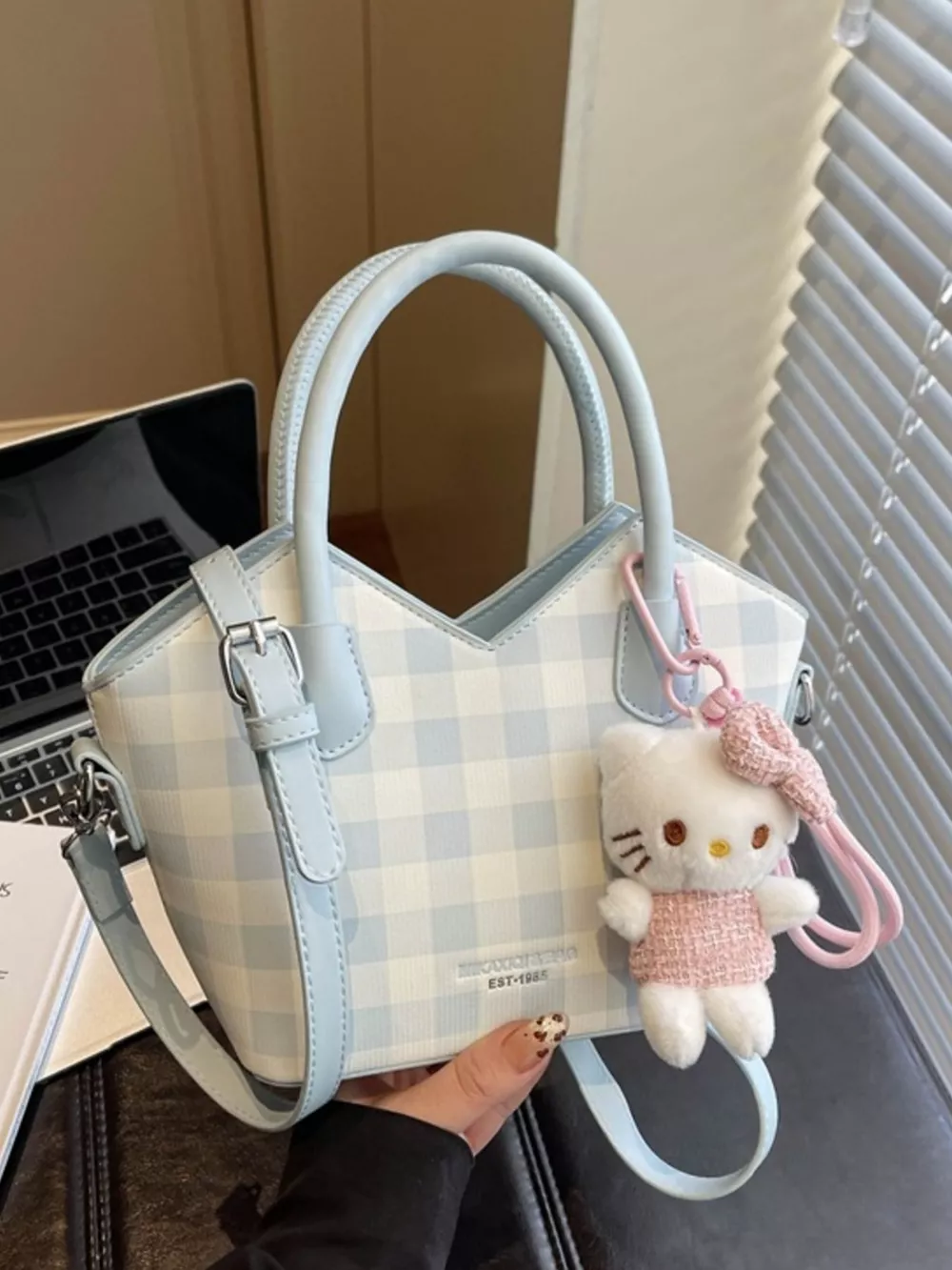 Plaid Pattern Crossbody Bag, image 6
