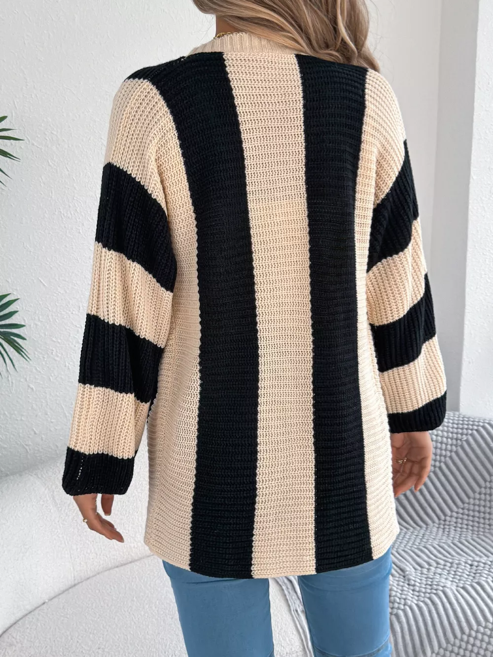 Color Block Button-Up Cardigan, image 2