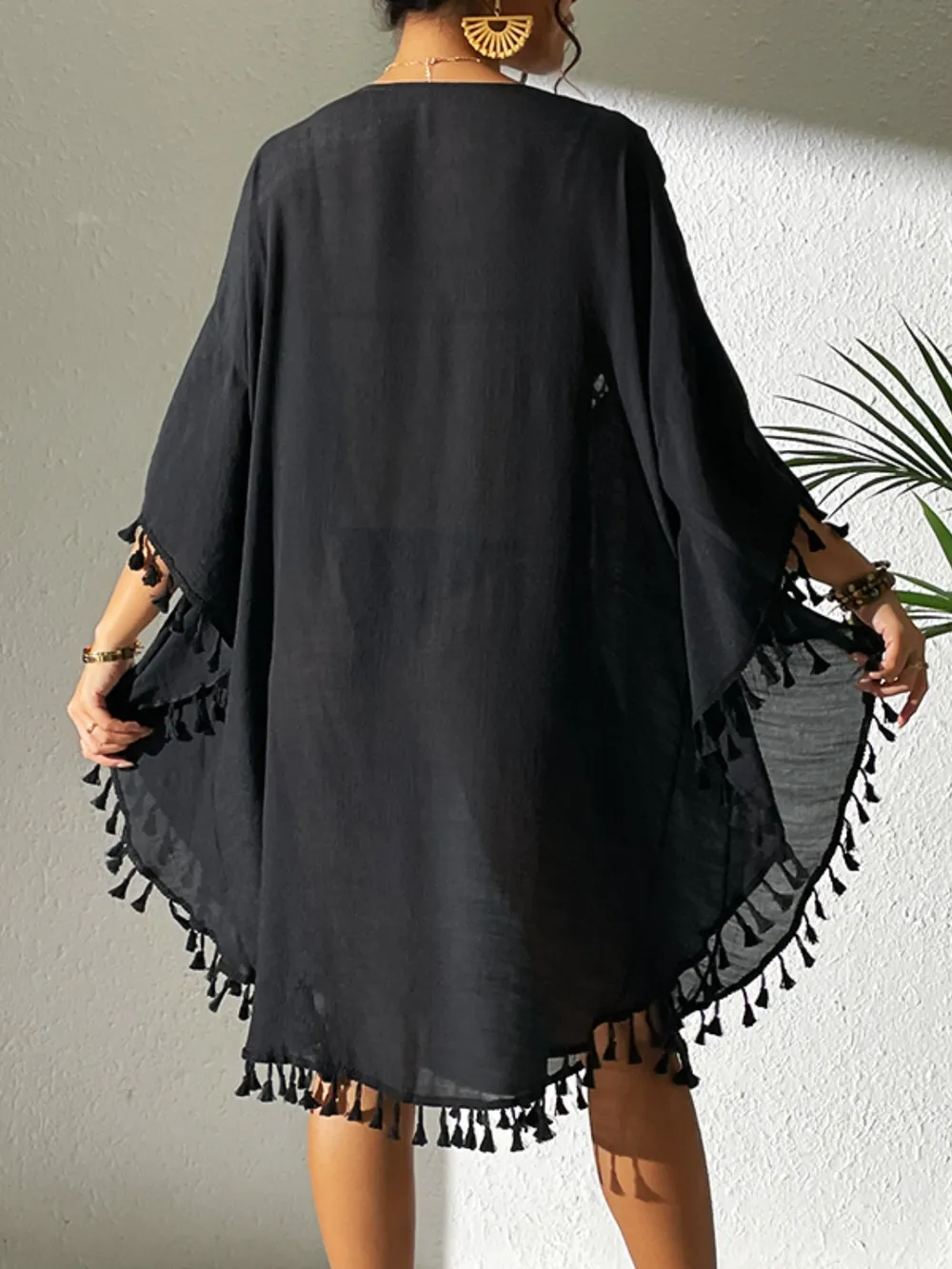 Tassel Cutout Scoop Neck Cover-Up Dress, image 14