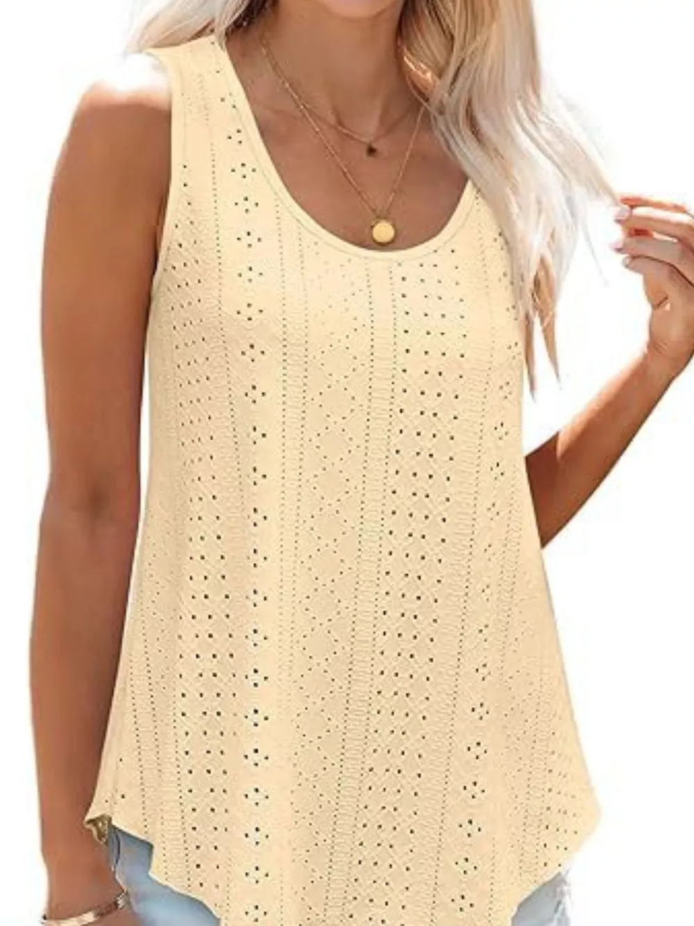 Eyelet Scoop Neck Tank, image 9