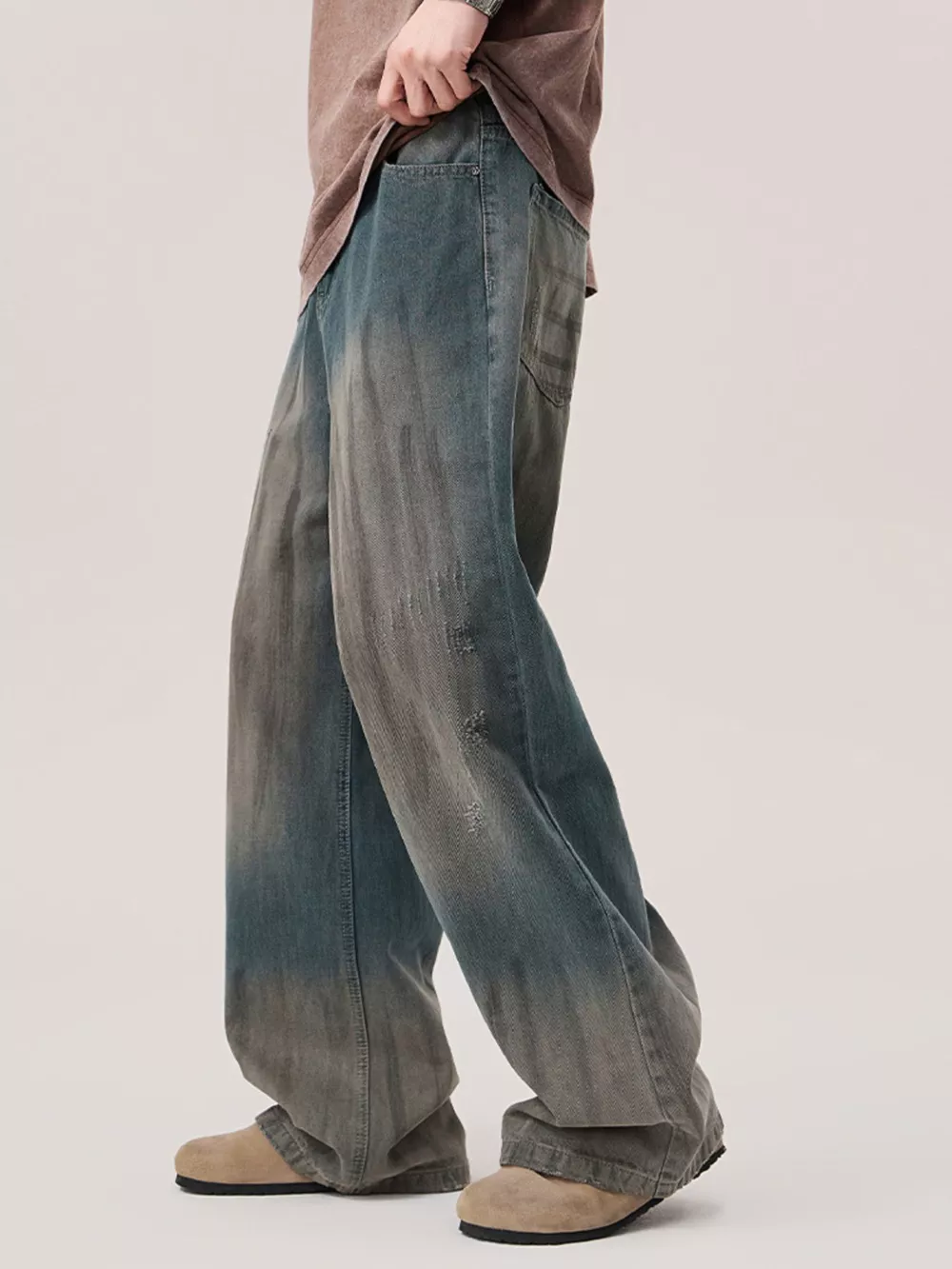 Men's Gradient Wash Wide Leg Jeans, image 2