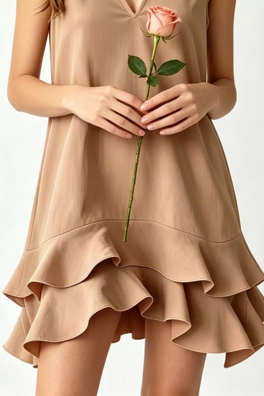 Full Size Sleeveless V-Neck Ruffle Hem Mini Dress Plus Size, image 3