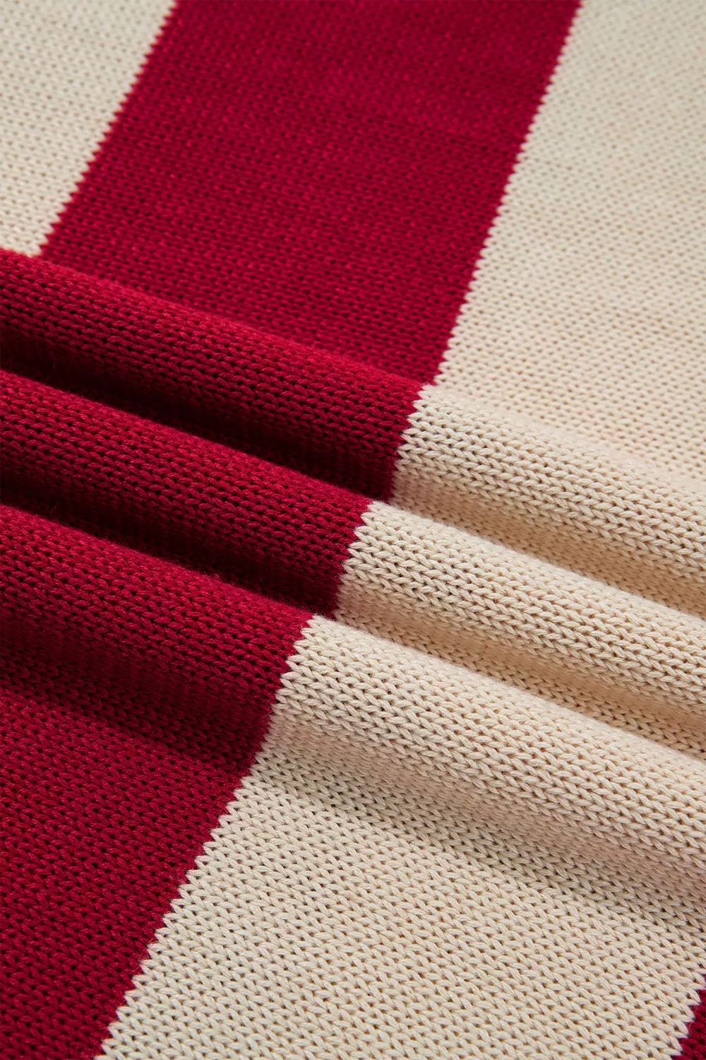 Stripe Ribbed Trim High Neck Relaxed Pullover Sweater, image 12