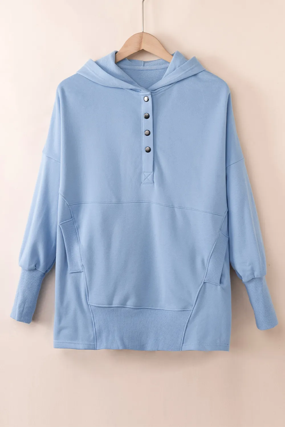 Quarter-Snap Dropped Shoulder Hoodie, image 6