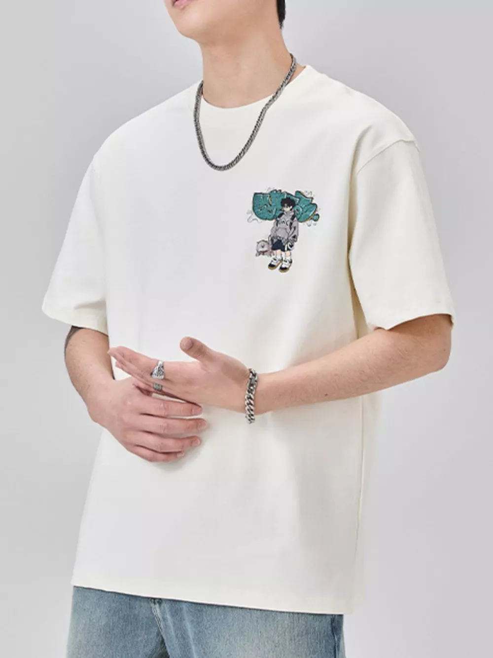 Men's Plus Size Round Neck Short Sleeve T-Shirt, image 2