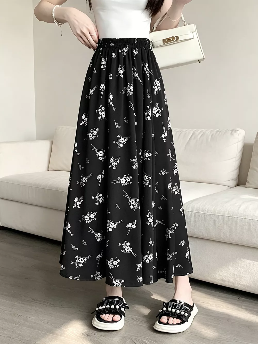 Floral Print A-Line Skirt, image 9