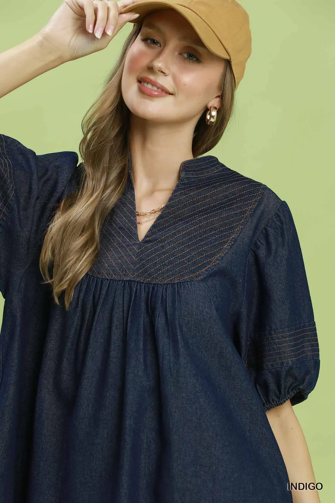 Notched Puff Sleeve Mini Dress with Pockets, image 4