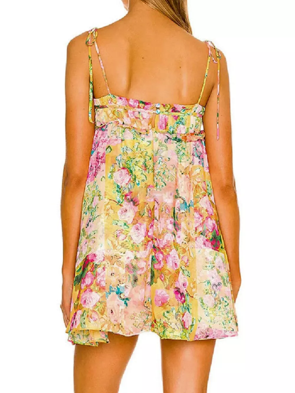 Floral Print Tie-Shoulder Mini Dress, image 4