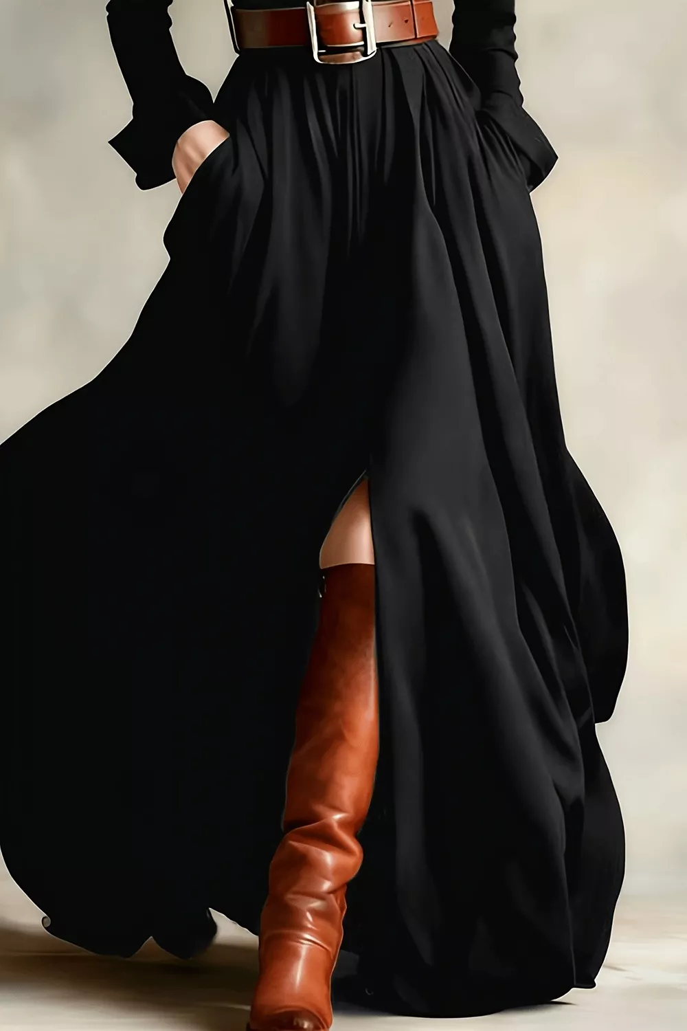 Slit Long Sleeve Maxi Shirt Dress, image 3