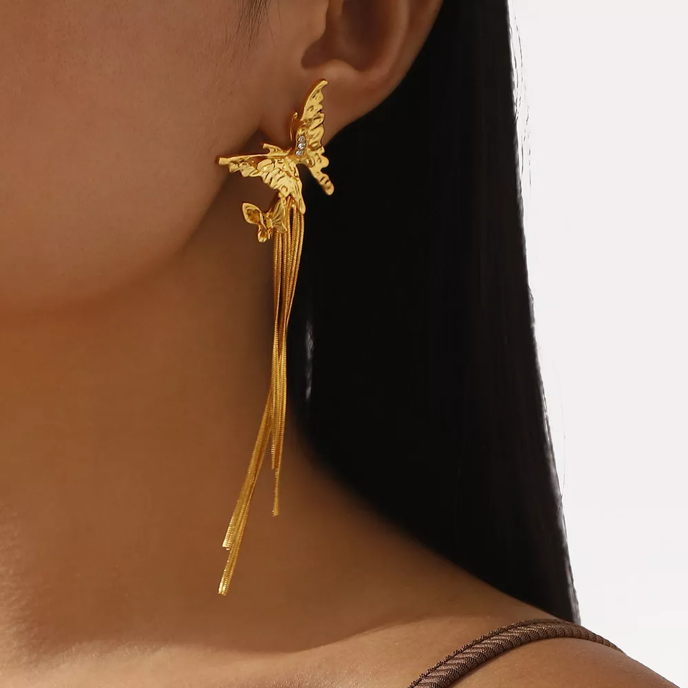 Butterfly Fringe Dangle Earrings, image 7