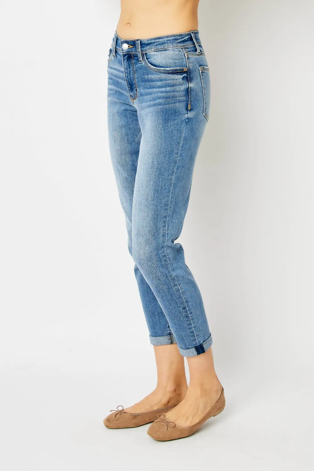 Full Size Cuffed Hem Slim Jeans, image 2