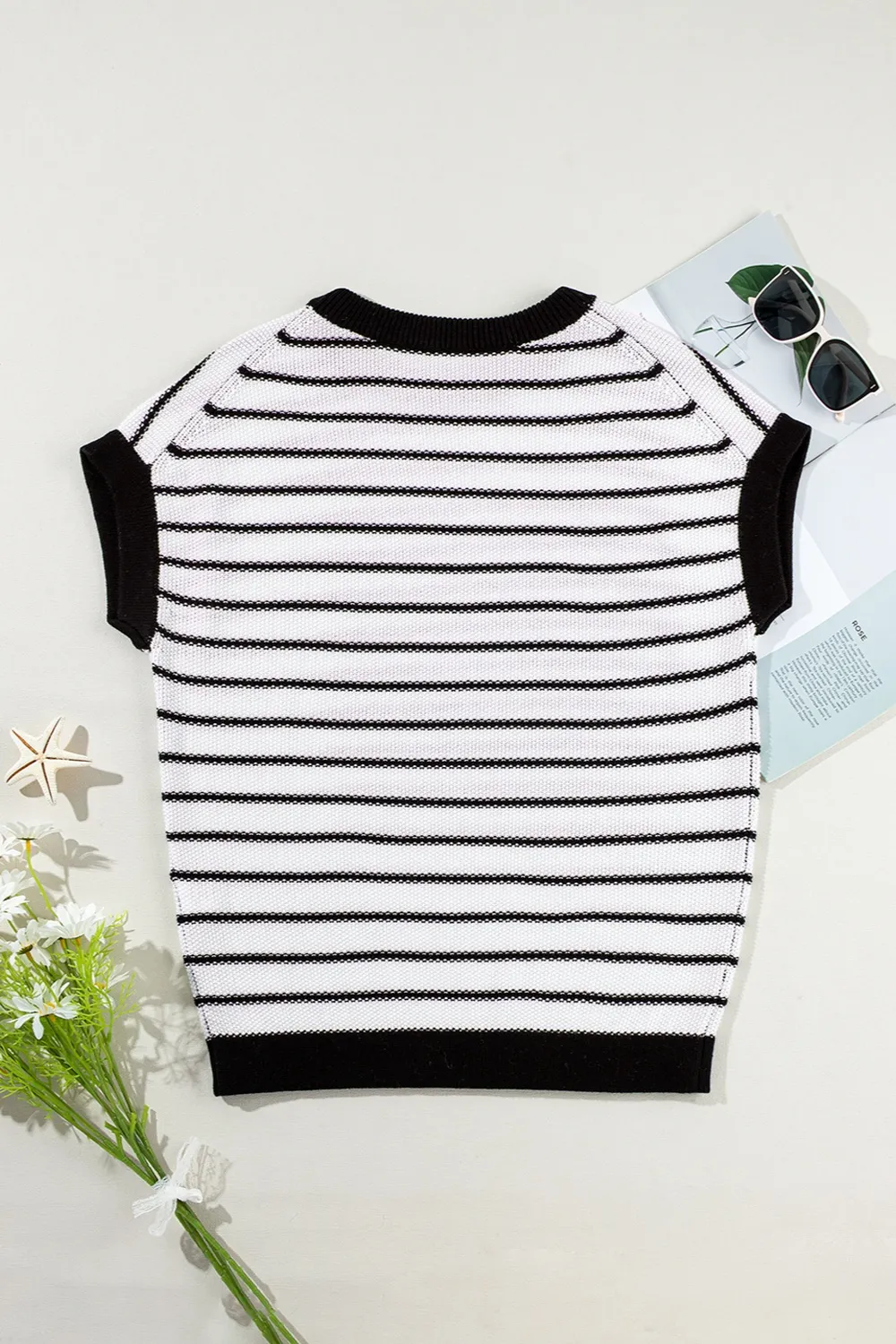 Striped Round Neck Knit Top, image 3