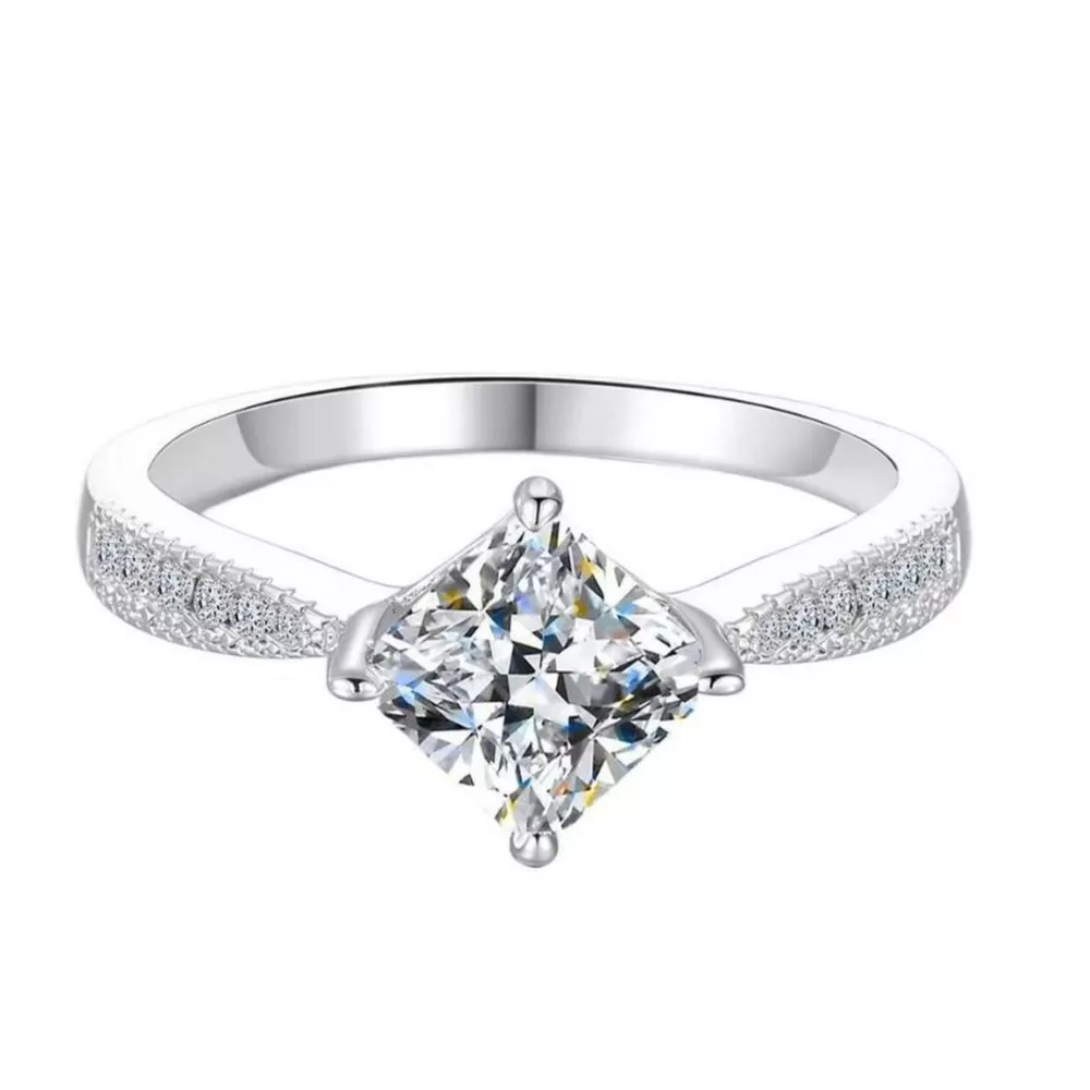 1 Carat 925 Sterling Silver Moissanite Geometric Ring, image 6