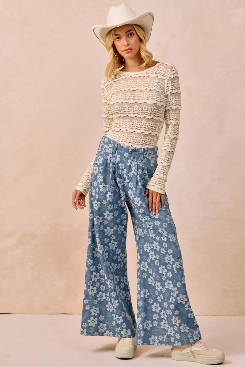 Ruffles Detail Flower Lace Top, image 5