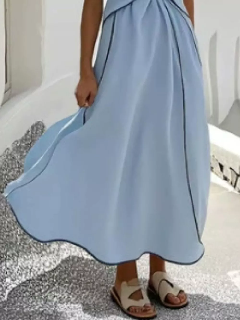 Full Size Striped Surplice Half Sleeve Midi Dress Plus Size, image 15