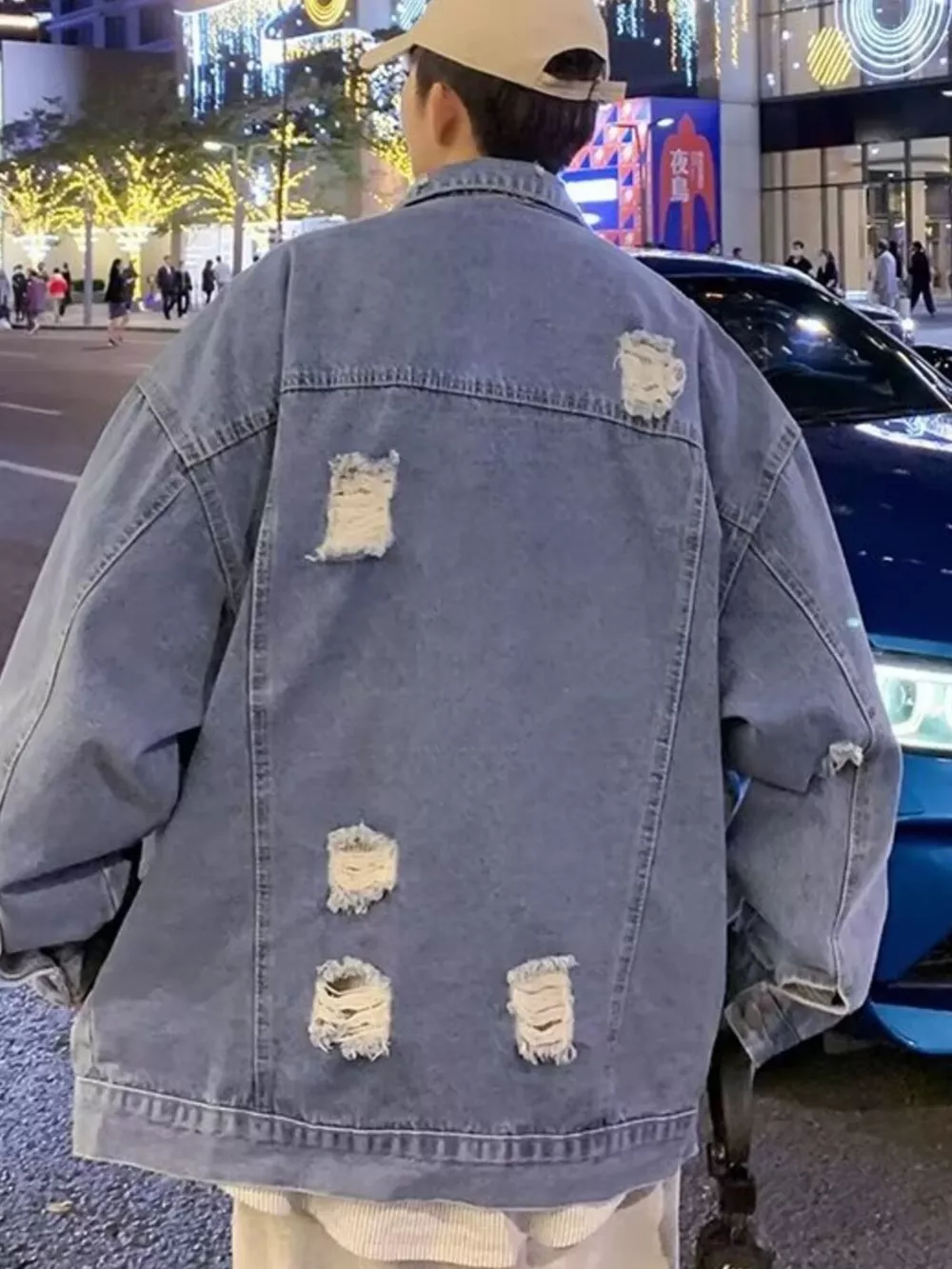 Men's Full Size Distressed Button Up Denim Jacket Plus Size, image 4