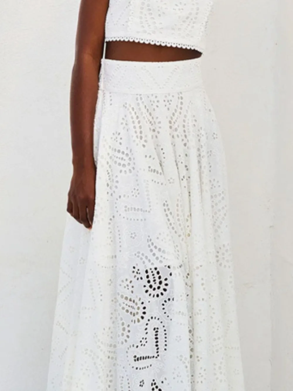 Eyelet Lace Top and Maxi Skirt Set, image 4
