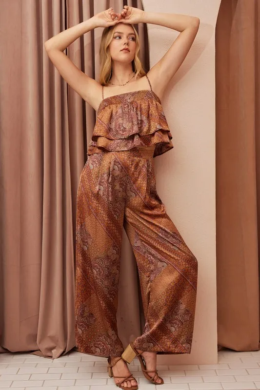 Paisley Patchwork Print Satin Ruffle Crop Cami, image 4