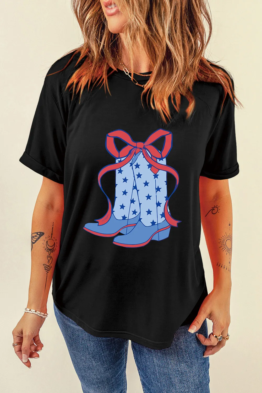 Boot Graphic Round Neck Short Sleeve T-Shirt, image 4