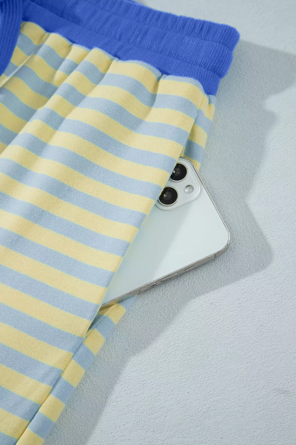 Stripe Colorblock Trim Crew Neck Loose Tee Drawstring Elastic Waist 2pcs Pant Set, image 9