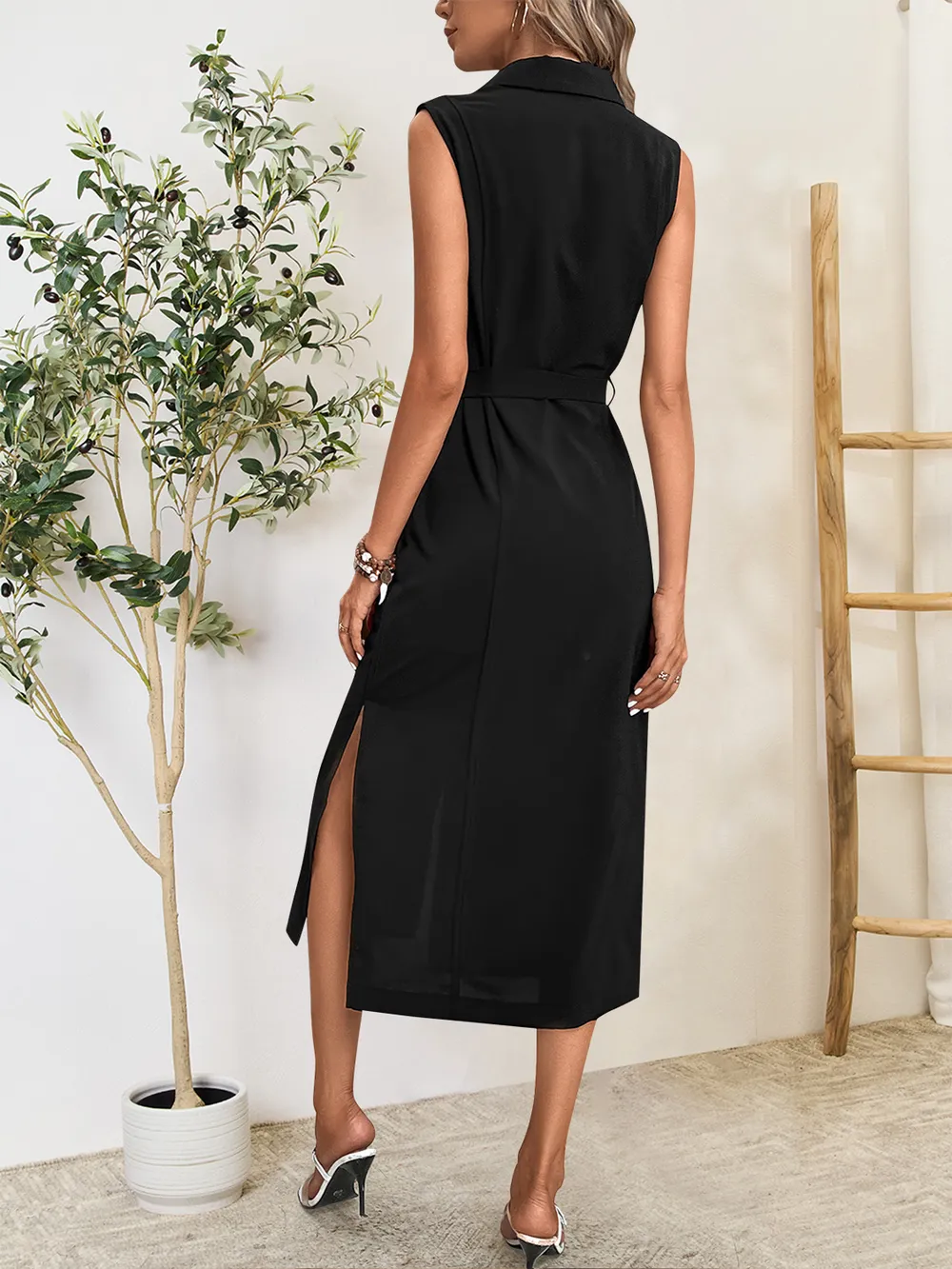 Button Up Sleeveless Midi Dress, image 2
