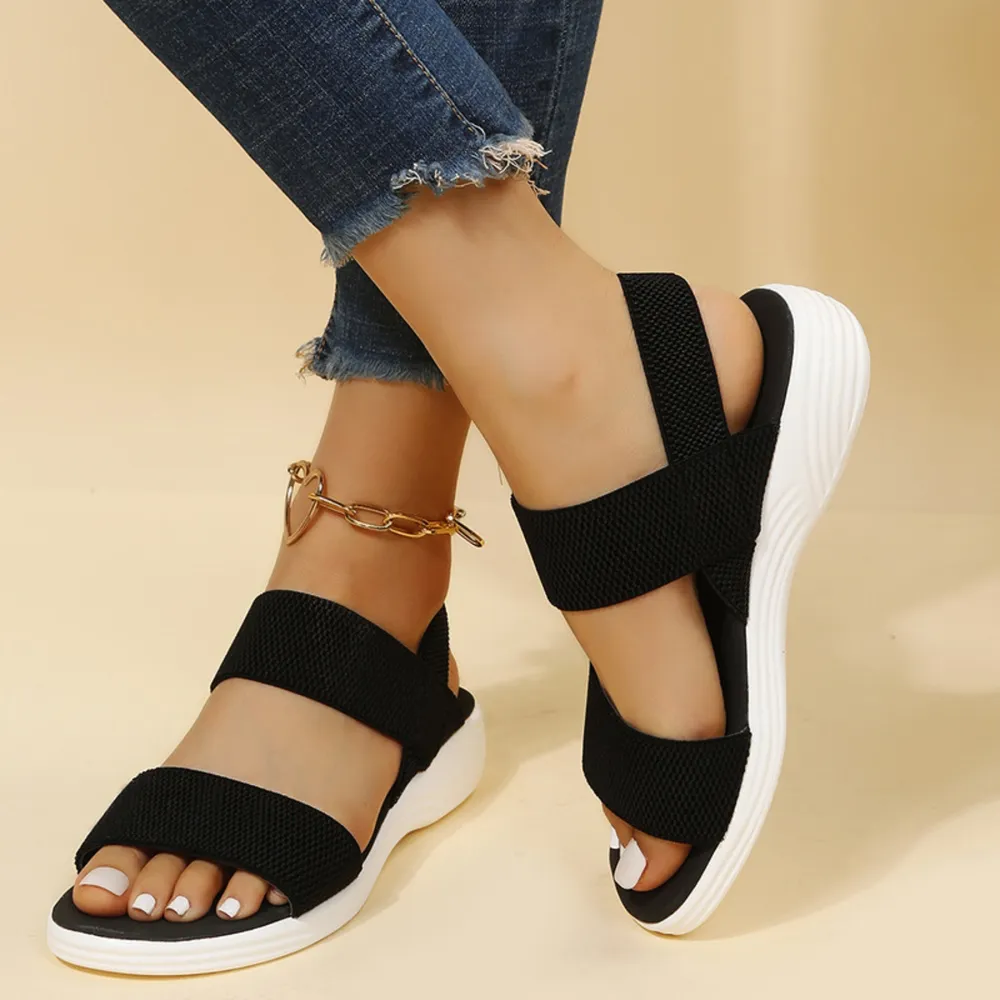 Rubber Open Toe Low Heel Sandals, image 3