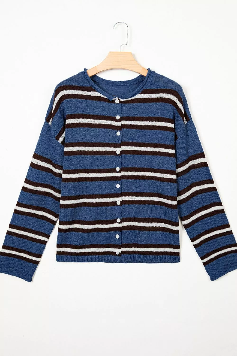 Stripe Striped Drop Shoulder Button Cardigan, image 9